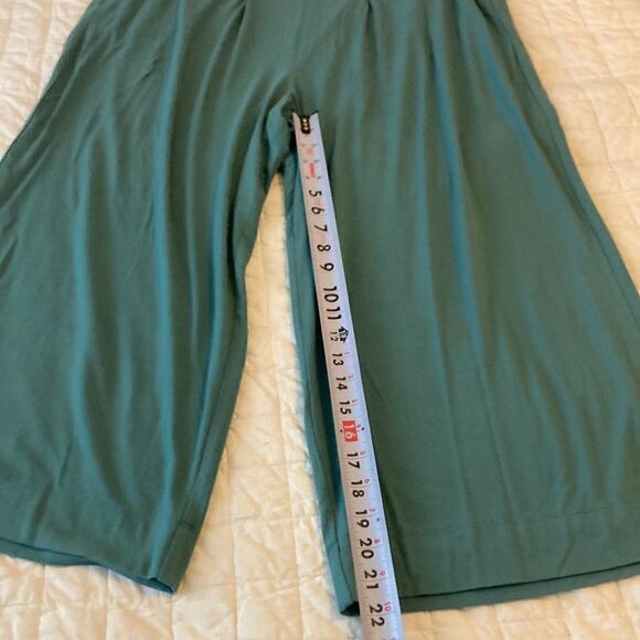 Peruvian Connection Twyla Wide Leg Teal blue flat front crop pant XL - Picture 9 of 11